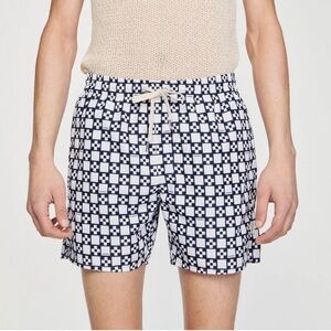 NWT Sandro Men's Square Cross Printed Swim Trunks Size